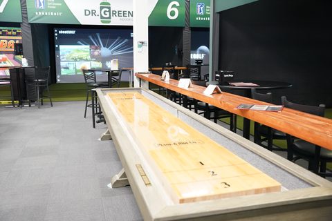 The shuffleboard table beside the bays at Ashland
